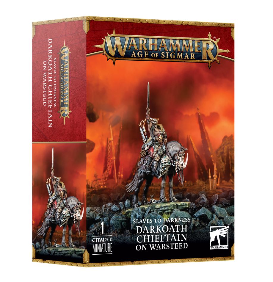 WARHAMMER AGE OF SIGMAR - SCHIAVI DELLE TENEBRE - CAPOTRIBÙ VOTO OSCURO SU DESTRIERO DA GUERRA